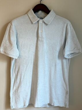 Bluemint Yam Men’s Terry Cloth Polo Shirt Size L Light Blue 100% Cotton